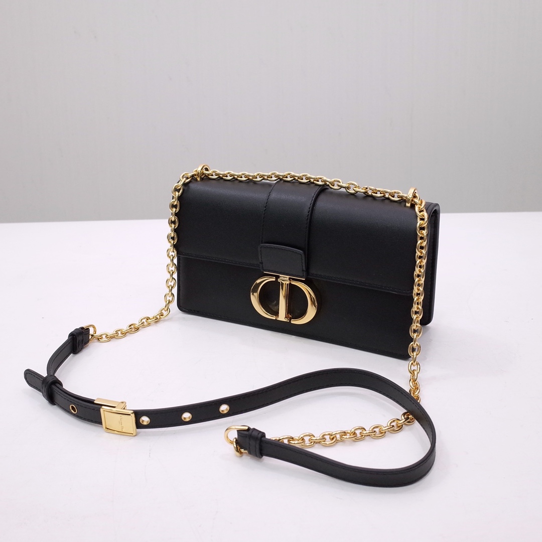 30 Montaigne East-West Bag with Chain Black Calfskin